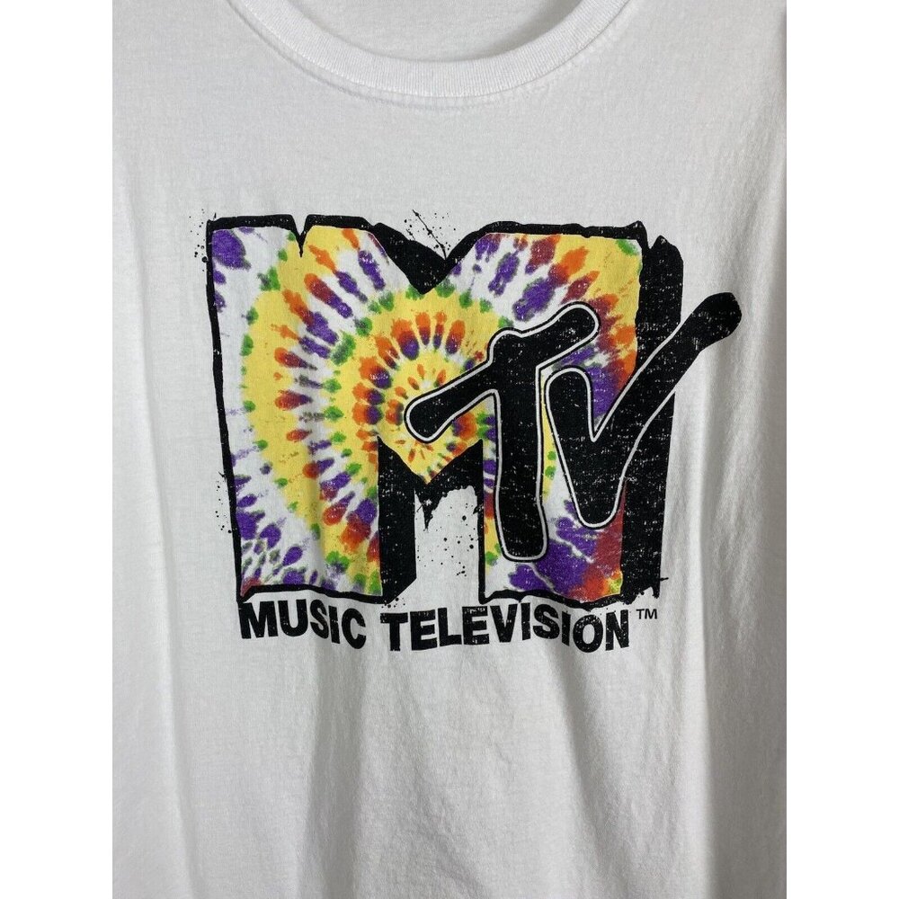 MTV Mens Tee Shirt Adult Size 2XL White Black Short Sleeve Fruit of the Loom